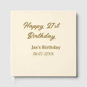 Happy 21st birthday brown pastel yellow name date guest book