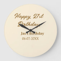 Happy 21st birthday brown pastel yellow name date 