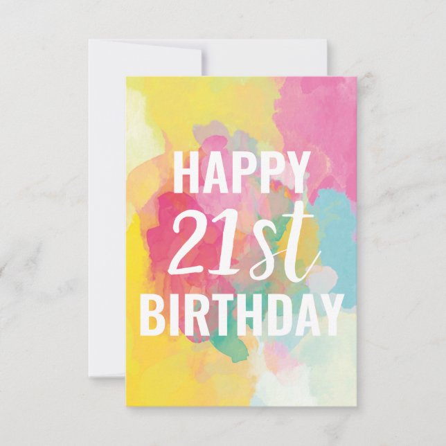 Happy 21st Birthday Card ("Watercolour Gradients") (Front)