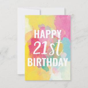 Happy 21st Birthday Card ("Watercolour Gradients")