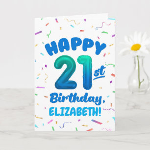 Happy 21st Birthday Card with Custom Name