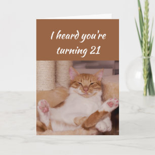 Happy 21st Birthday Celebrate Funny Cat Card
