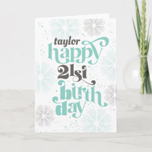 Happy 21st Birthday Customisable Greeting Card