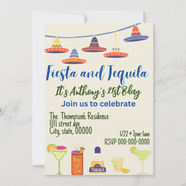 Happy 21st Birthday Customise-able Invitation (Front)