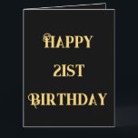 Happy 21st Birthday Gold Yellow Twenty One Age  Card<br><div class="desc">Designed with golden yellow text template for "Happy 21st Birthday" message which you may edit to change the age as you need and also custom colour background!</div>