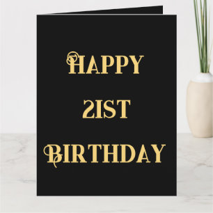 Happy 21st Birthday Gold Yellow Twenty One Age  Card