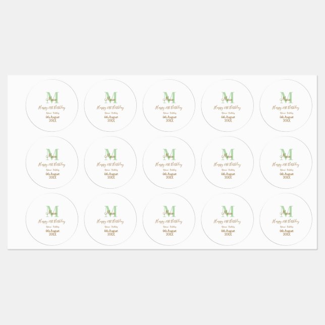 Happy 21st Birthday green add name monogram brown  (Sheet)