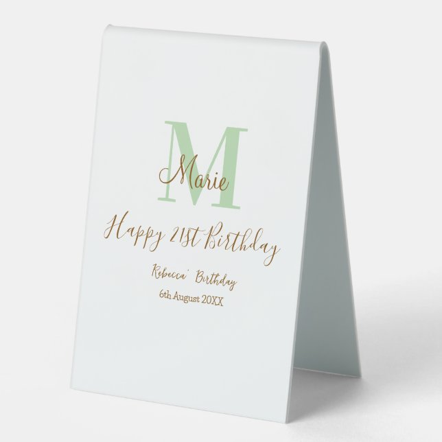 Happy 21st Birthday green add name monogram brown  (Front)