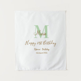 Happy 21st Birthday green add name monogram brown  Tapestry