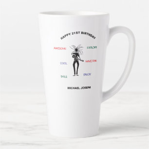 Happy 21st Birthday Guitar player Latte Mug
