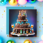 Happy 21st Birthday Liquor Cake<br><div class="desc">This chocolate liqueur cake design is perfect for a trendy 21st birthday card! Feel free to customise the message on the back to add your personal touch.</div>