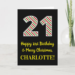 Happy 21st Birthday & Merry Christmas, Custom Name Card