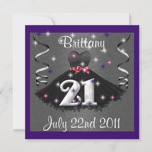 Happy 21st Birthday Party Invitations For Girls (Front)