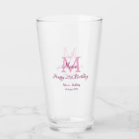 Happy 21st Birthday pink add name monogram modern