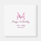Happy 21st Birthday pink add name monogram modern