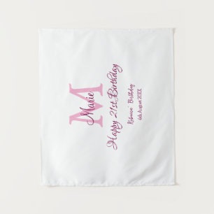 Happy 21st Birthday pink add name monogram modern Tapestry