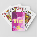 Happy 21st Birthday Pink Balloons Playing Cards<br><div class="desc">Happy 21st Birthday! You have reached the milestone of being an adult. Now what? The cards are stacked in your favour so do whatever you want!</div>