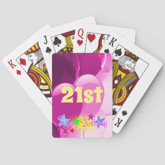 Happy 21st Birthday Pink Balloons Playing Cards