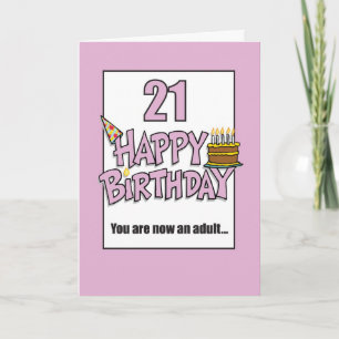 Happy 21st Birthday Pink Card