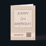 Happy  21st Birthday!QR Code Video Greeting Card. Card<br><div class="desc">A very special birthday card with QR code.QR code link to video greeting.</div>