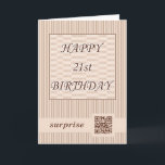 Happy  21st Birthday!QR Code Video Greeting Card. Card<br><div class="desc">A very special birthday card with QR code.QR code link to video greeting.</div>