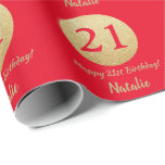 Happy 21st Birthday Red and Gold Glitter Wrapping Paper<br><div class="desc">Happy 21st Birthday Red and Gold Glitter Wrapping Paper with personalised name. For further customisation,  please click the "Customise it" button and use our design tool to modify this template.</div>