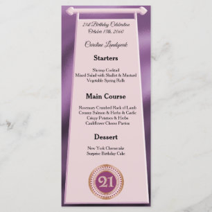 Happy 21st Birthday Rose Gold Glitter Foil Menu