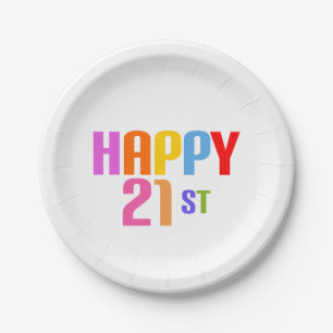Happy 21st paper plate