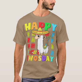 Happy 22222 Twosday Old Taco Llama 22nd February 2 T-Shirt