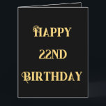 Happy 22nd Birthday Gold Yellow Twenty Two Age Card<br><div class="desc">Designed with golden yellow text template for "Happy 22nd Birthday" message which you may edit to change the age as you need and also custom colour background!</div>