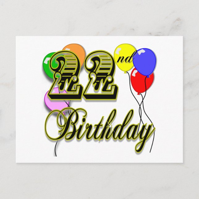 Happy 22nd Birthday Merchandise Postcard (Front)