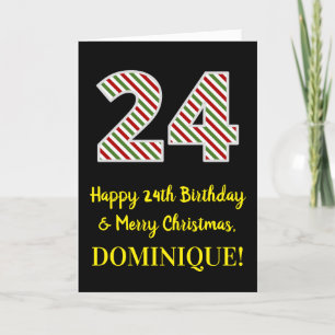 Happy 24th Birthday & Merry Christmas, Custom Name Card