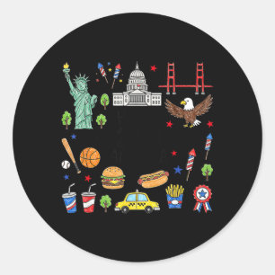 Happy 250 Anniversary USA 4th of July America Men Classic Round Sticker