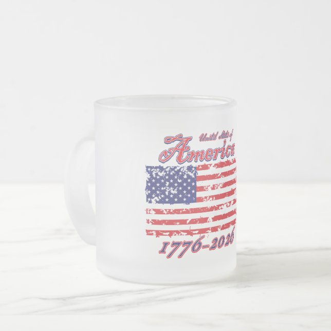 Happy 250th America Frosted Glass Coffee Mug (Front Left)