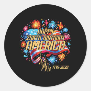 Happy 250th Birthday America 250 Anniversary Men Classic Round Sticker