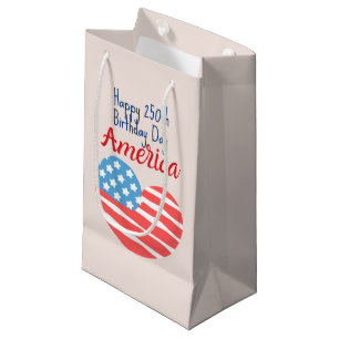 Happy 250th Birthday America, Flag Heart 1776-2026 Small Gift Bag