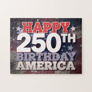 Happy 250th Birthday America Patriotic Flag Jigsaw Puzzle