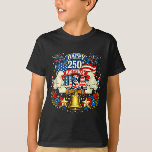 Happy 250th Birthday Usa Floral 4th July Flag Chef T-Shirt