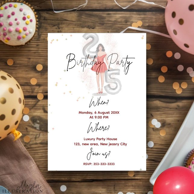 Happy 25 birthday  invitation (Creator Uploaded)
