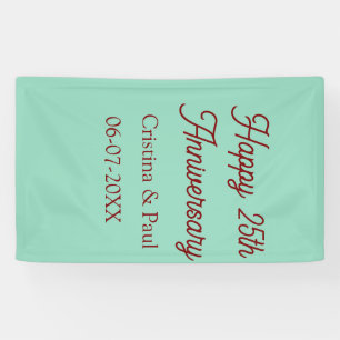 Happy 25th aniversary green mauve pastel boho retr banner