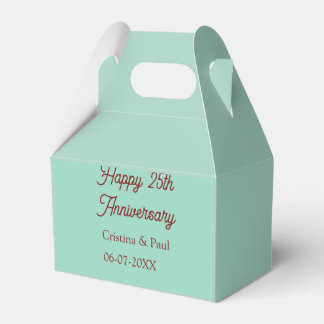 Happy 25th aniversary green mauve pastel boho retr favour box