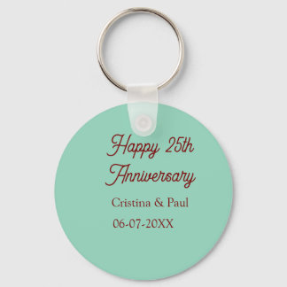 Happy 25th aniversary green mauve pastel boho retr key ring