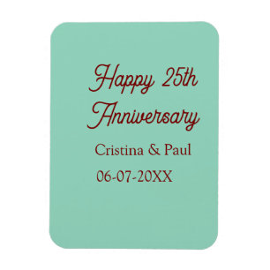 Happy 25th aniversary green mauve pastel boho retr magnet