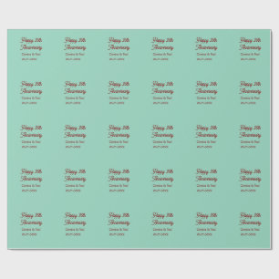 Happy 25th aniversary green mauve pastel boho retr wrapping paper