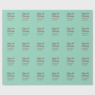 Happy 25th aniversary green mauve pastel boho retr wrapping paper