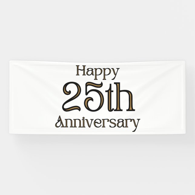 Happy 25th Anniversary 2.5x6 Vinyl Banner (Horizontal)