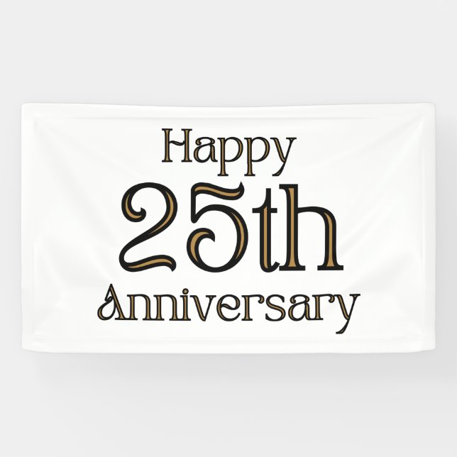 Happy 25th Anniversary 3x5 Vinyl Banner (Horizontal)