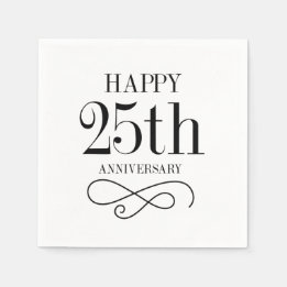 Happy 25th Anniversary Cocktail Napkins