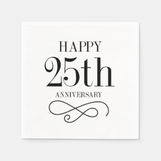 Happy 25th Anniversary Cocktail Napkins