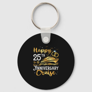 Happy 25th Anniversary Cruise Golden Wedding Trip  Key Ring